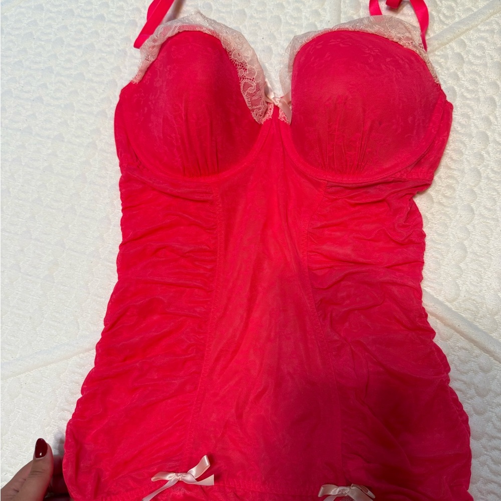 Victoria's Secret Vibrant Pink Chemise with Lace